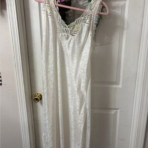 Dior Ivory Lace-Trim Maxi Slip Dress